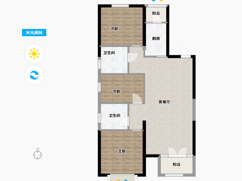 河北省-廊坊市-恒大天筑-96.80-户型库-采光通风