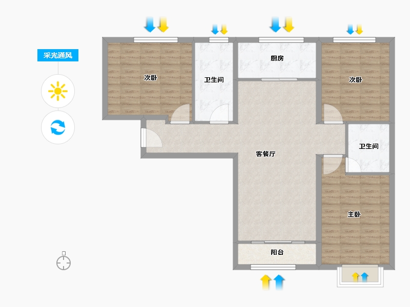 河北省-保定市-名流四季北岸-103.00-户型库-采光通风