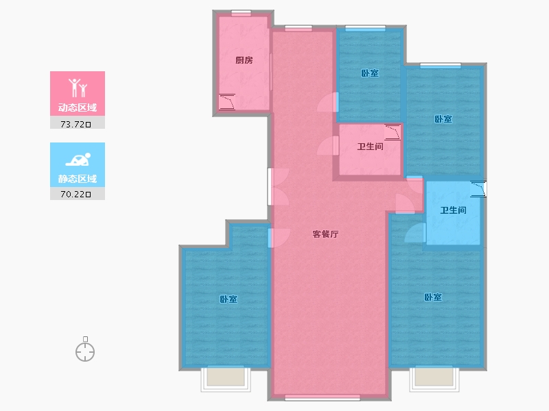 内蒙古自治区-包头市-富悦湾-128.95-户型库-动静分区