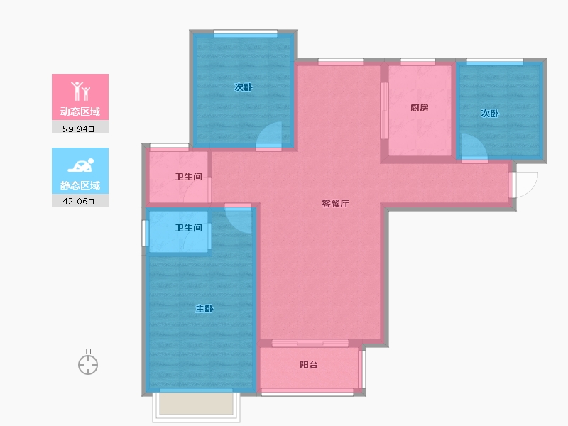 山西省-临汾市-佳合阳光城-90.90-户型库-动静分区