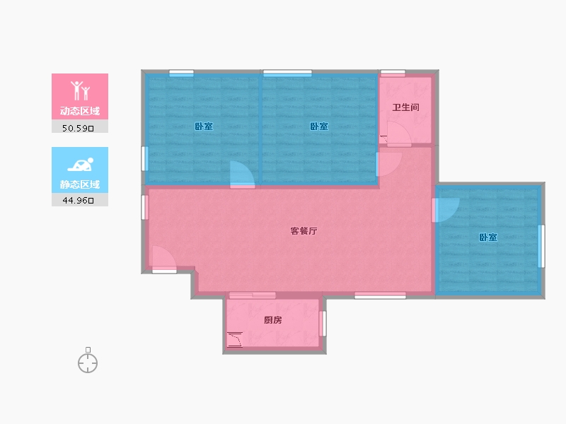 内蒙古自治区-呼和浩特市-巨华·亲亲尚城-86.42-户型库-动静分区