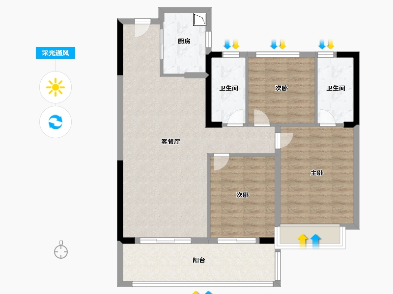 福建省-莆田市-保利云上-90.00-户型库-采光通风