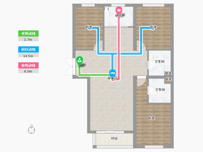 山西省-大同市-悦城·御河十号-88.44-户型库-动静线