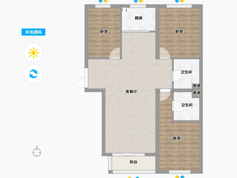 山西省-大同市-悦城·御河十号-88.44-户型库-采光通风