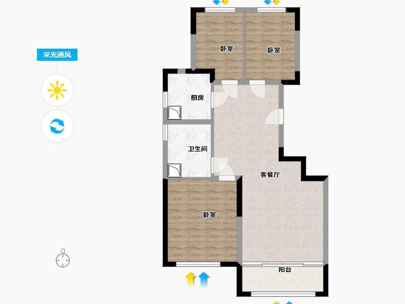 内蒙古自治区-呼和浩特市-恒大·养生谷-84.01-户型库-采光通风