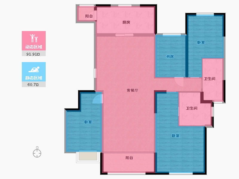 内蒙古自治区-呼和浩特市-恒大·养生谷-138.00-户型库-动静分区