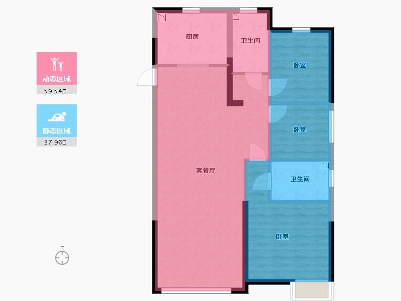 内蒙古自治区-呼和浩特市-呼和浩特恒大御府-88.34-户型库-动静分区