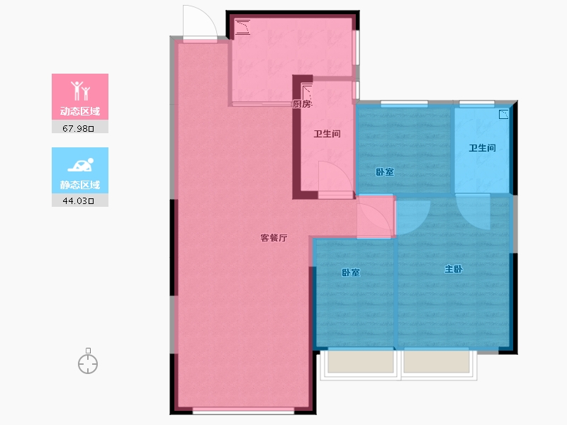 内蒙古自治区-呼和浩特市-呼和浩特恒大悦府-102.00-户型库-动静分区