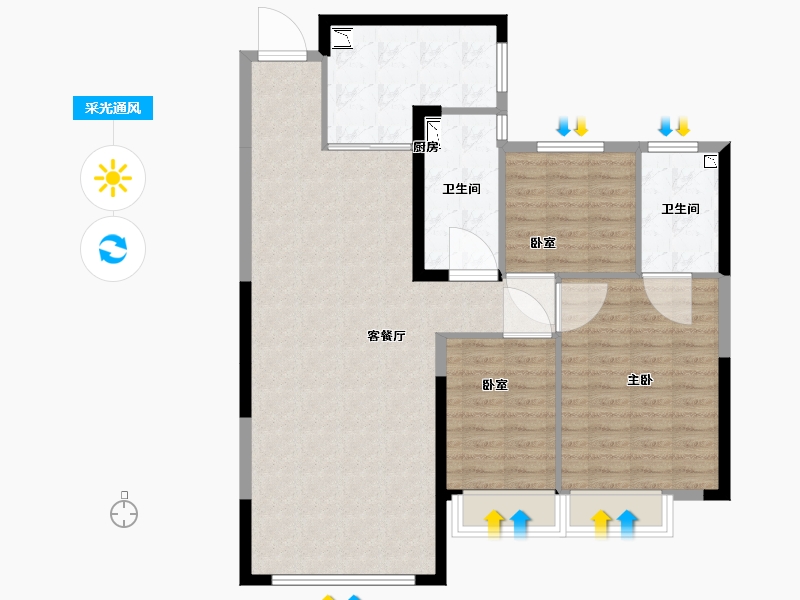 内蒙古自治区-呼和浩特市-呼和浩特恒大悦府-102.00-户型库-采光通风