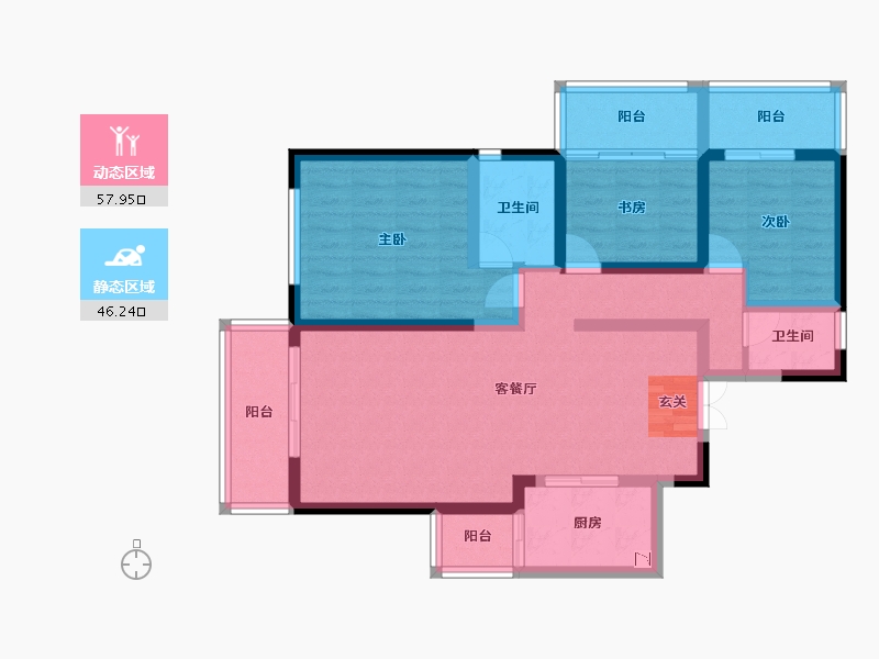 云南省-昆明市-融城优郡-91.60-户型库-动静分区