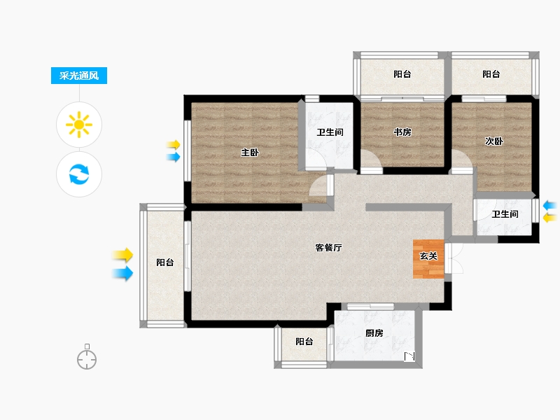 云南省-昆明市-融城优郡-91.60-户型库-采光通风