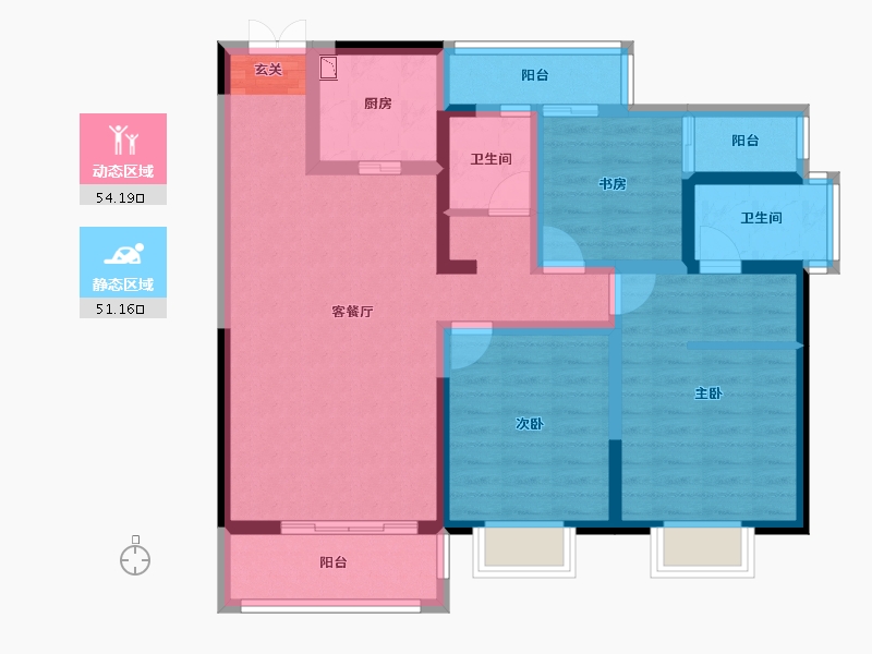 云南省-昆明市-融城优郡-92.12-户型库-动静分区