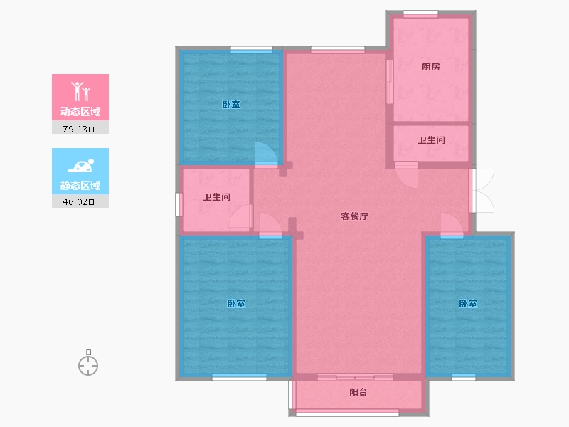 内蒙古自治区-包头市-欧艺锦绣苑一期-112.85-户型库-动静分区