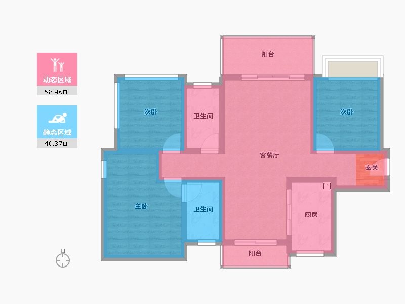 广西壮族自治区-柳州市-彰泰江与城-87.46-户型库-动静分区