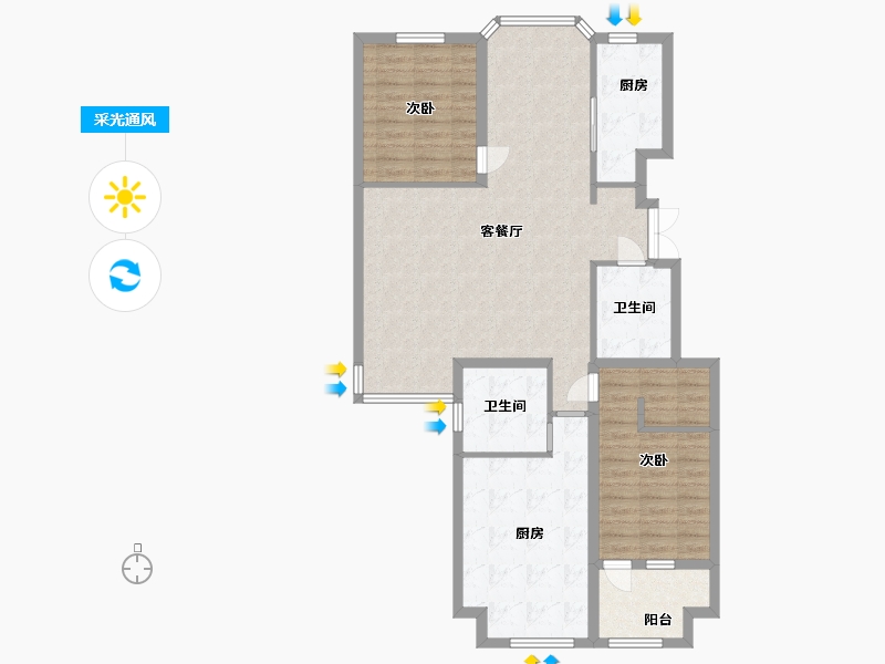 河北省-廊坊市-锦绣御府-104.00-户型库-采光通风