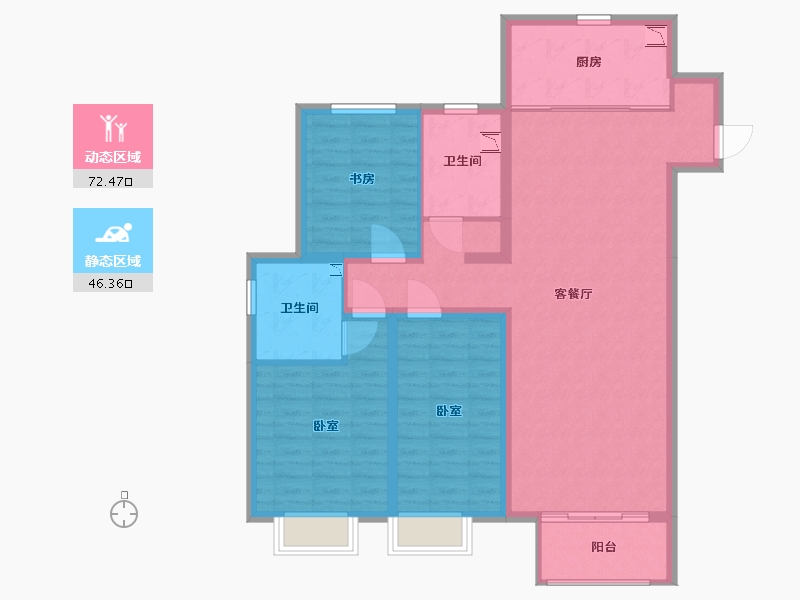 内蒙古自治区-呼和浩特市-呼和浩特亿利生态城-106.89-户型库-动静分区