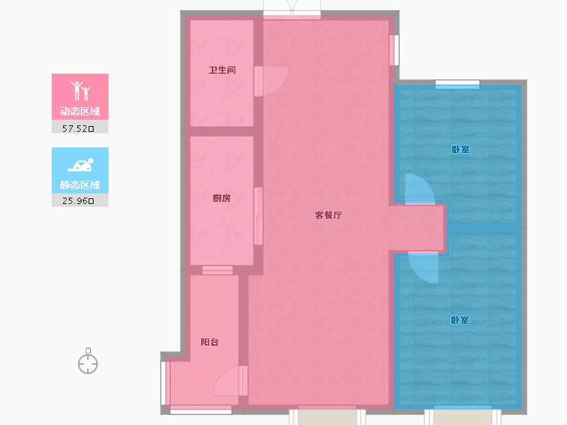 内蒙古自治区-包头市-名仕花园-74.45-户型库-动静分区