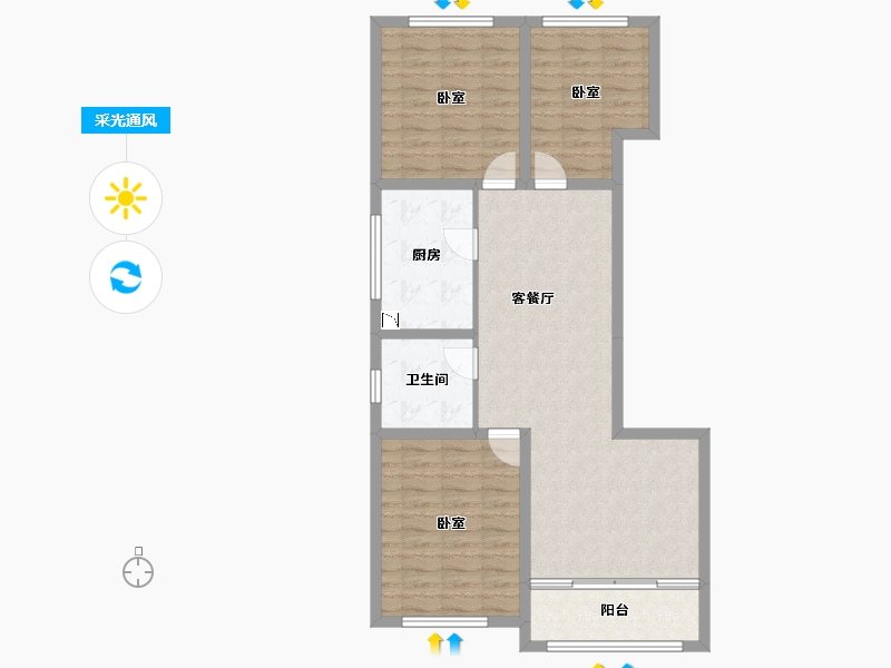 内蒙古自治区-包头市-青山枫景-87.57-户型库-采光通风