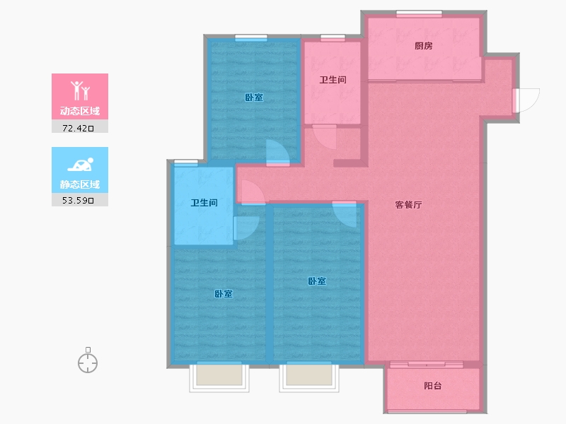 内蒙古自治区-呼和浩特市-呼和浩特亿利生态城-113.61-户型库-动静分区