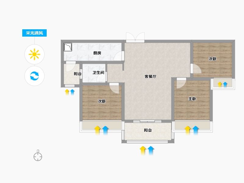 山西省-临汾市-功臣御苑-88.00-户型库-采光通风