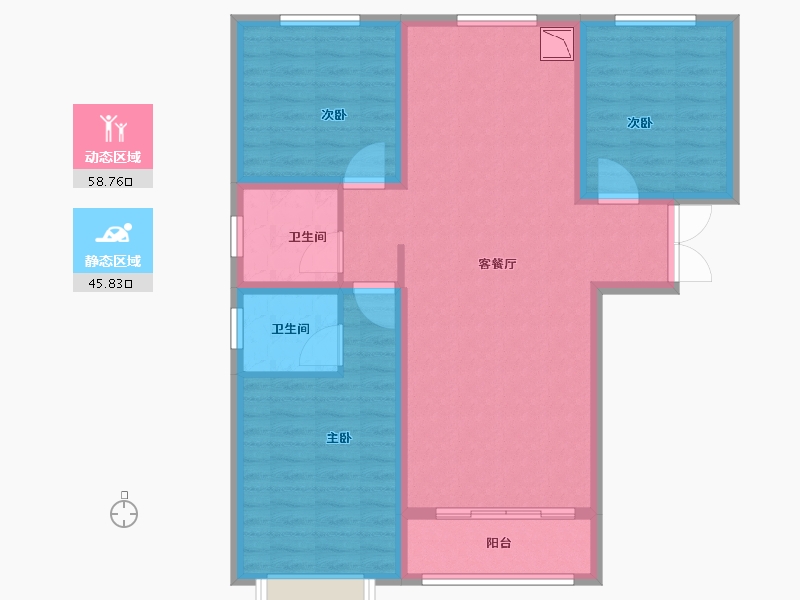 山西省-临汾市-宏锦·城市之家-93.80-户型库-动静分区