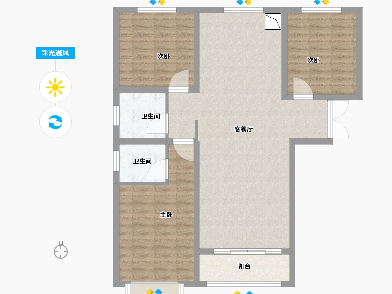 山西省-临汾市-宏锦·城市之家-93.80-户型库-采光通风