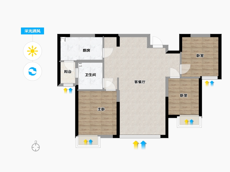 内蒙古自治区-呼和浩特市-呼和浩特恒大悦府-88.00-户型库-采光通风