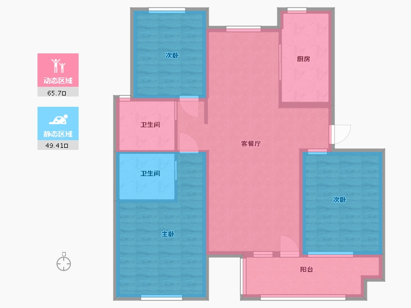 河北省-廊坊市-荣盛永清花语城西区-103.00-户型库-动静分区