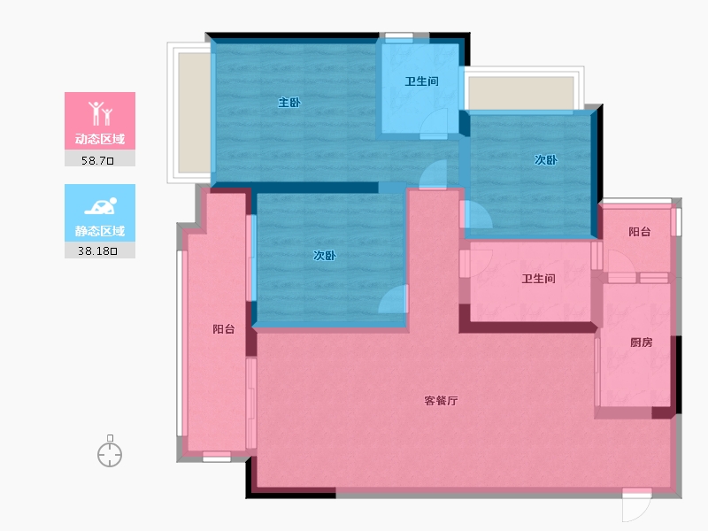 重庆-重庆市-龙湖春江天镜-85.87-户型库-动静分区