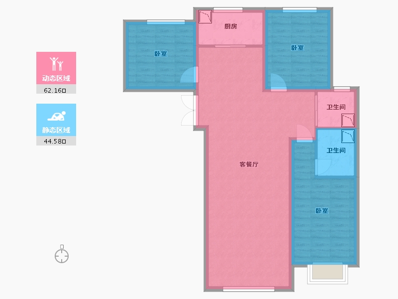 内蒙古自治区-包头市-富悦湾-95.59-户型库-动静分区