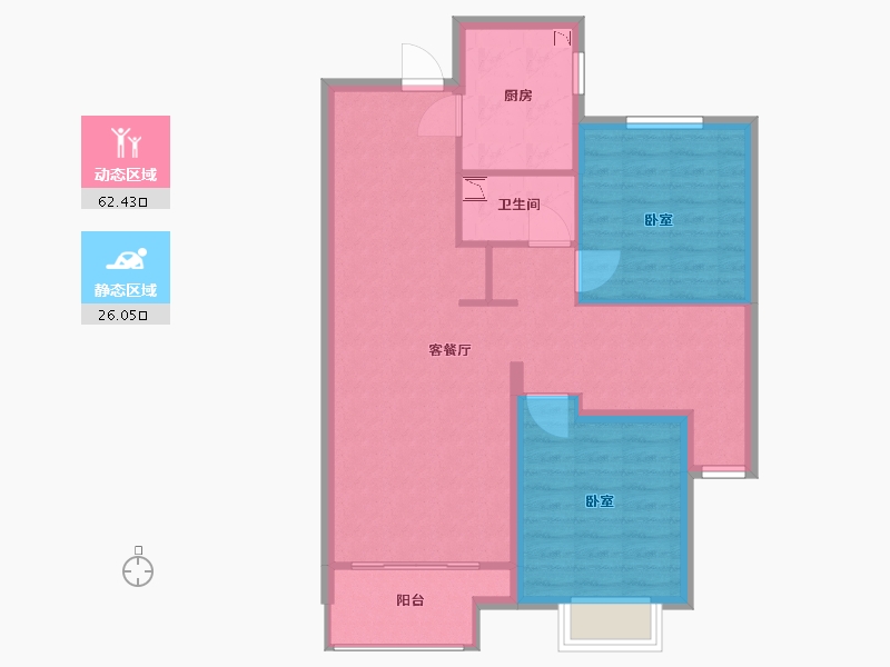 内蒙古自治区-呼和浩特市-呼和浩特亿利生态城-79.66-户型库-动静分区