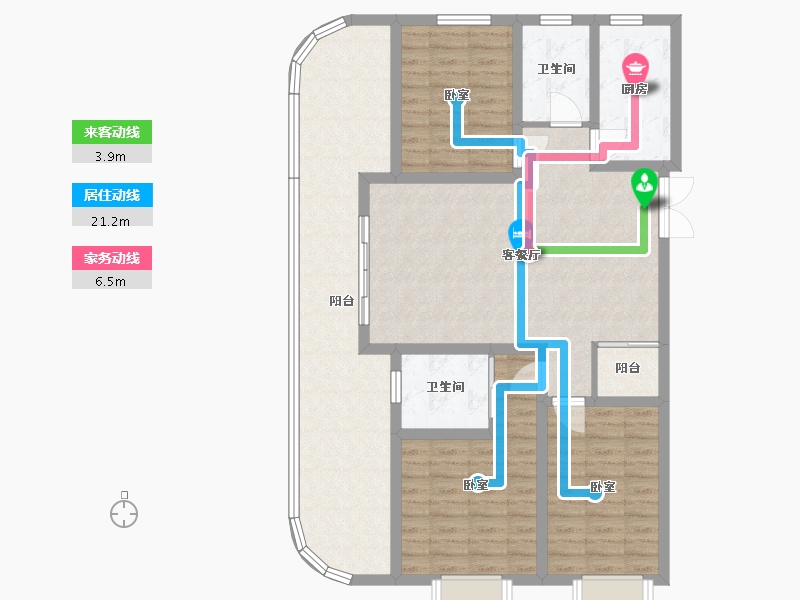 内蒙古自治区-包头市-名仕花园-111.91-户型库-动静线