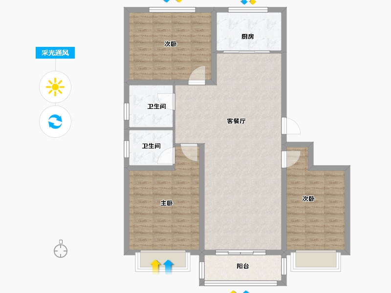 山西省-临汾市-尚景苑-106.10-户型库-采光通风