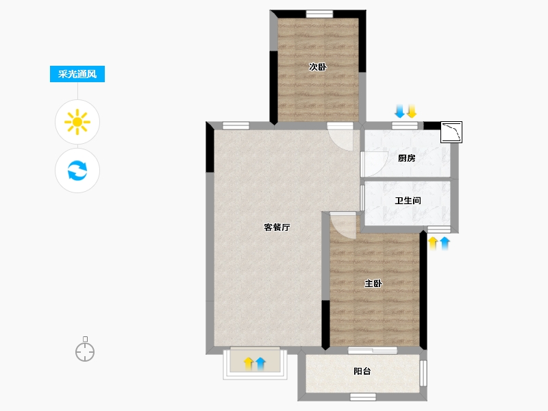 浙江省-杭州市-三江澳海澜庭-65.00-户型库-采光通风