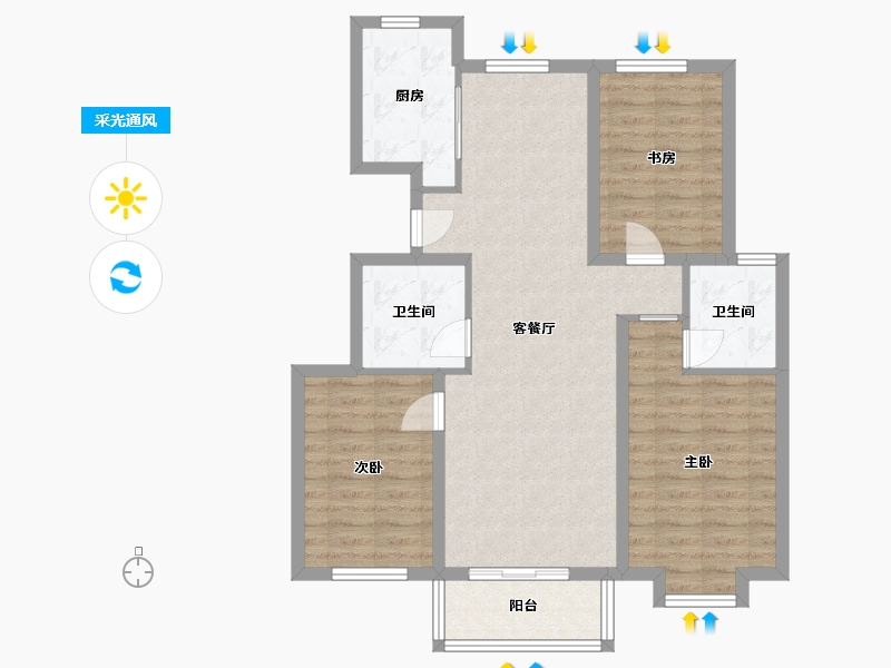 河北省-廊坊市-御锦园-87.98-户型库-采光通风