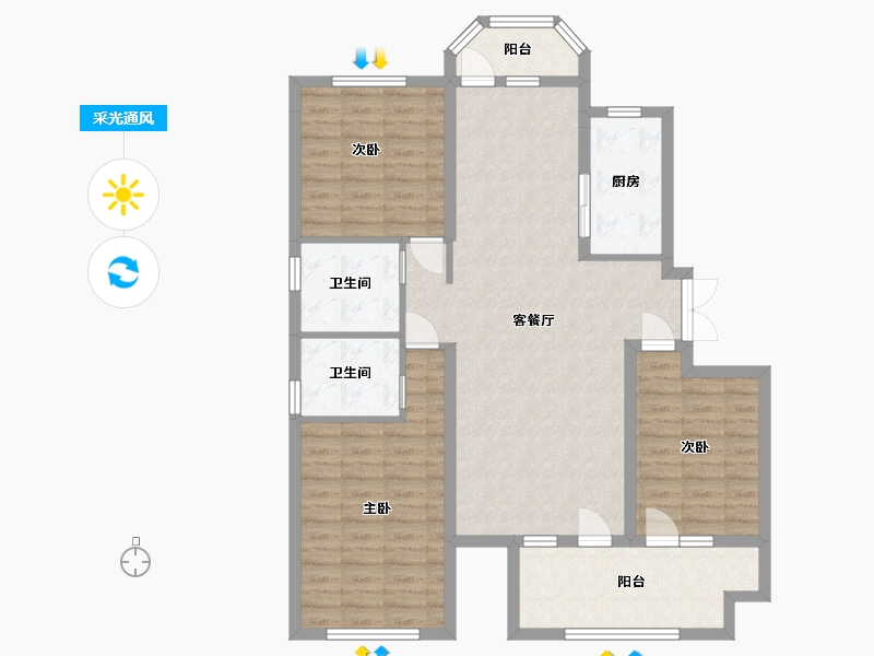 河北省-廊坊市-锦绣御府-103.20-户型库-采光通风