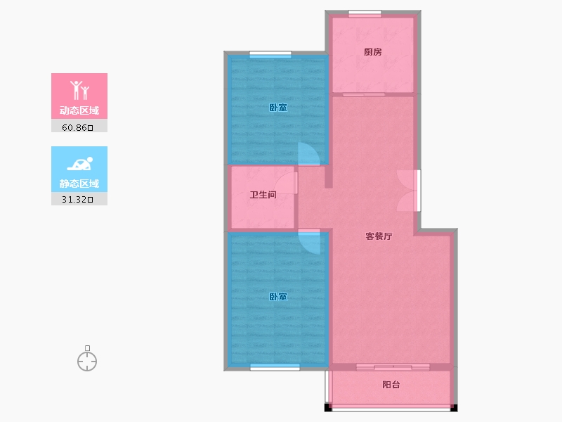 内蒙古自治区-包头市-欧艺锦绣苑一期-83.41-户型库-动静分区