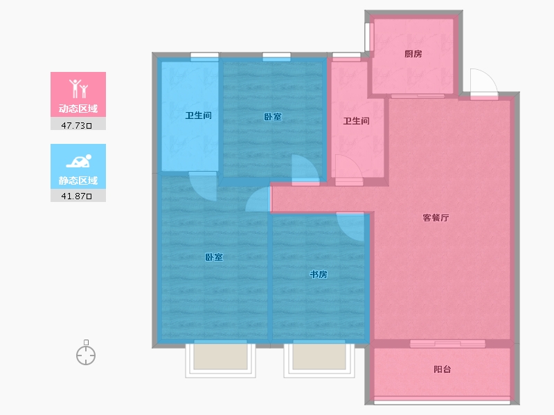 内蒙古自治区-呼和浩特市-天福·九熙府-80.35-户型库-动静分区