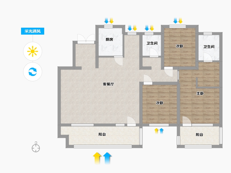 河北省-廊坊市-荣盛永清花语城西区-109.60-户型库-采光通风