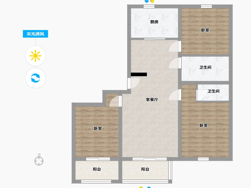 山西省-忻州市-虹桥别院-93.98-户型库-采光通风