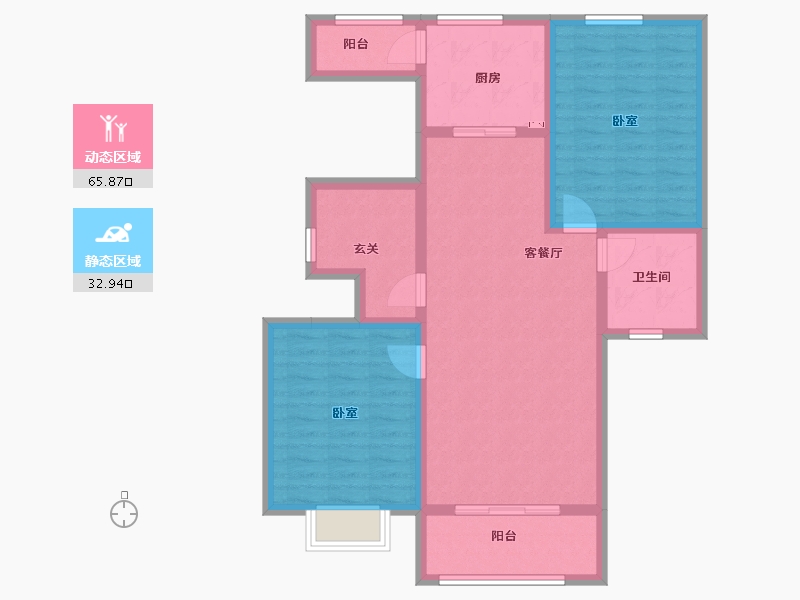 山西省-临汾市-华翔·晋秀豪庭-88.00-户型库-动静分区