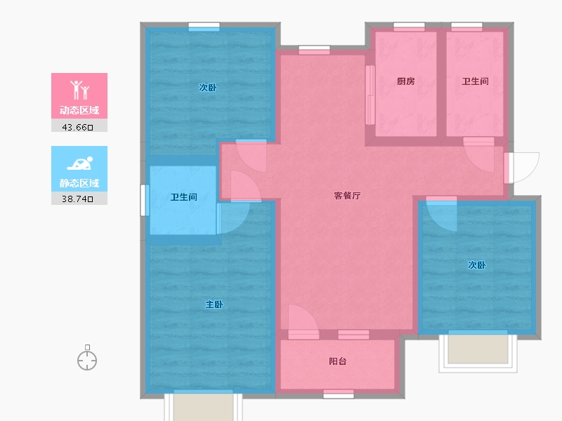 河北省-石家庄市-昌泰·玖筑翰府-72.01-户型库-动静分区