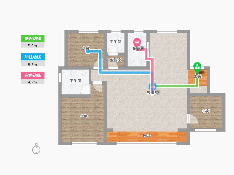 河北省-唐山市-融创津宸壹号-95.83-户型库-动静线