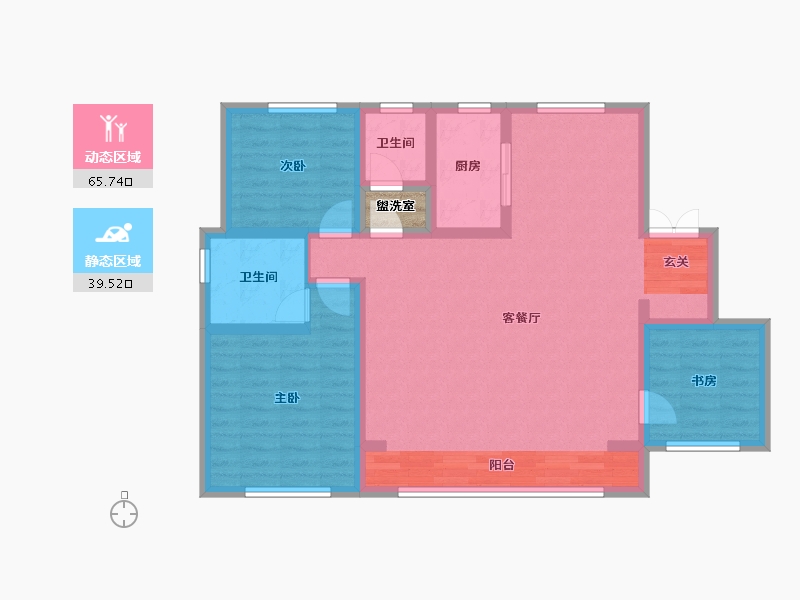 河北省-唐山市-融创津宸壹号-95.83-户型库-动静分区