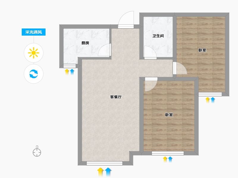 山西省-大同市-天锐益城三期梦想家园-68.82-户型库-采光通风