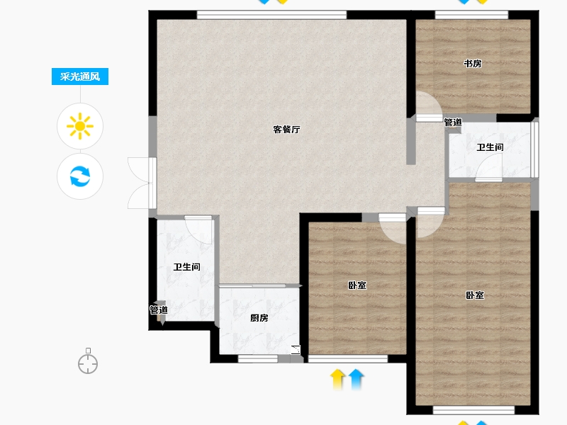 山西省-大同市-御龙庭三期-104.25-户型库-采光通风