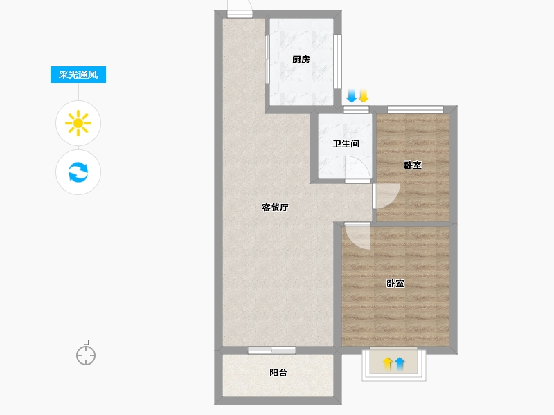 云南省-昆明市-昆明桃花源清风明月-63.55-户型库-采光通风