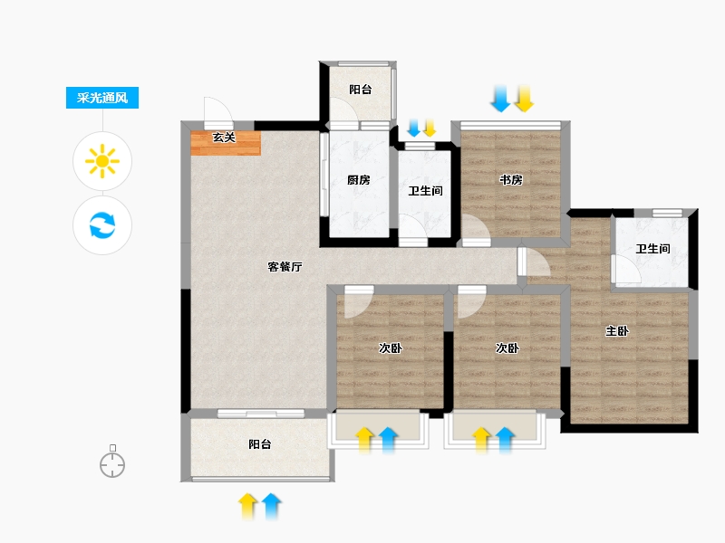 广西壮族自治区-柳州市-彰泰江与城-99.55-户型库-采光通风