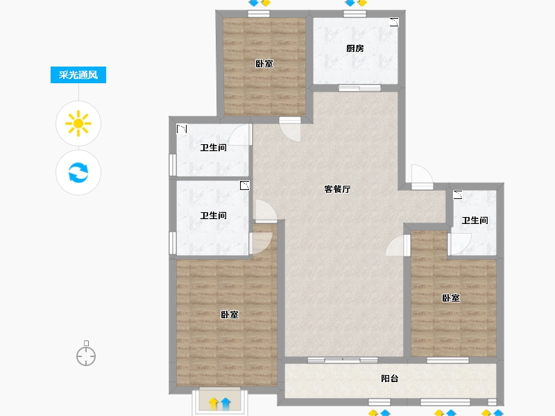 山西省-太原市-保利壹号公馆四期-118.28-户型库-采光通风