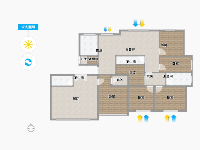 内蒙古自治区-呼和浩特市-观山悦-222.00-户型库-采光通风